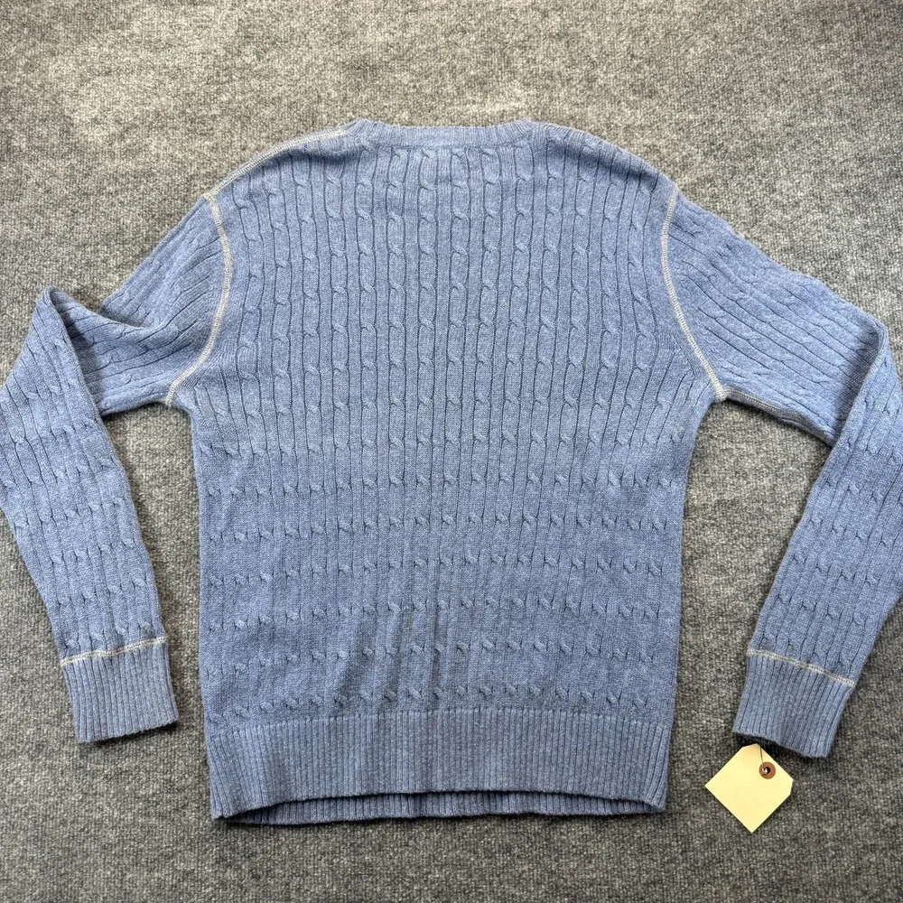Banana Republic Sweater Mens Large Blue Cashmere Blend Cable Knit Long Sleeve